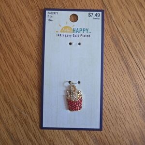 Hello Happy Gold Plated French Fry Charm/Custom Jewelry Piece